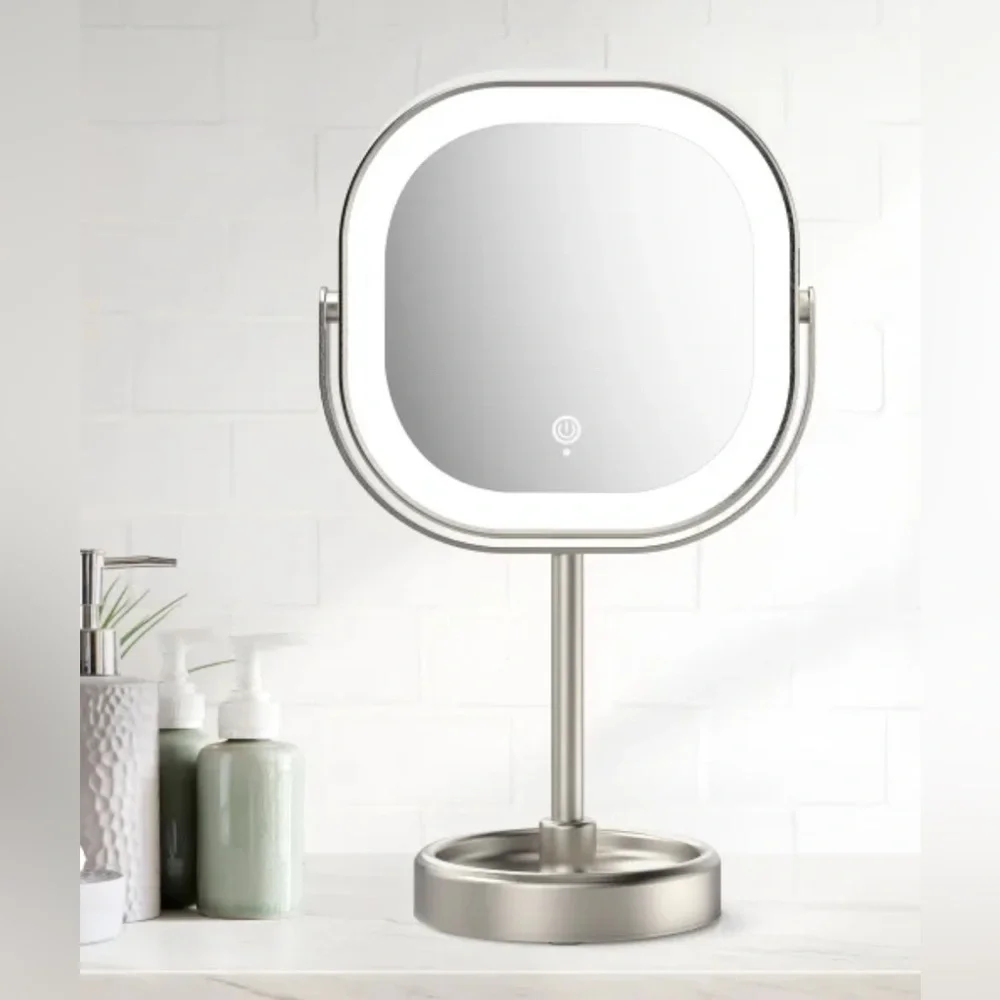 NEW Conair Lighted Halo Square Mirror | 1x/10x Magnification, Touch Light | NIB